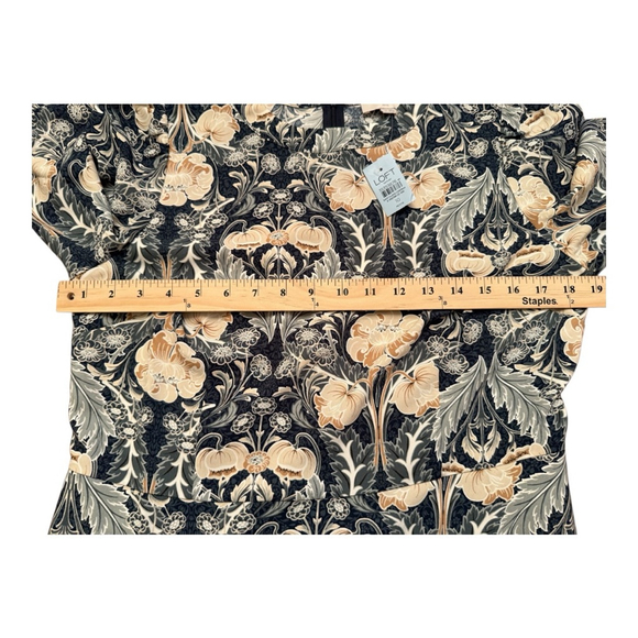NWT Women's LOFT Petite Long Sleeve Dress Size 10P Navy Beige Floral - Picture 9 of 10